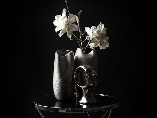 Stoneware Decorative Vase 33 Cm Silver Apamea