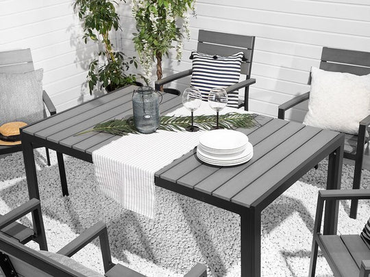 Garden Dining Table 150 X 90 Cm Grey Como