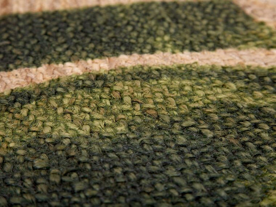 Round Area Rug Monstera Leaf Pattern ⌀ 140 cm Beige with Green Incik