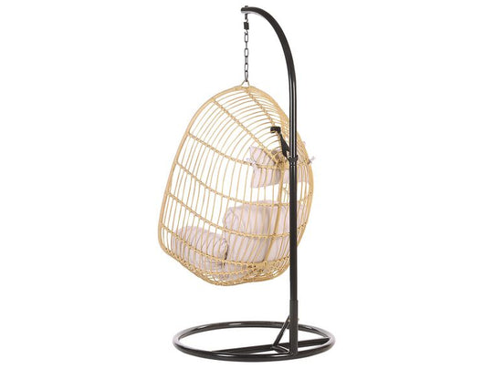 Pe Rattan Hanging Chair With Stand Natural Casoli