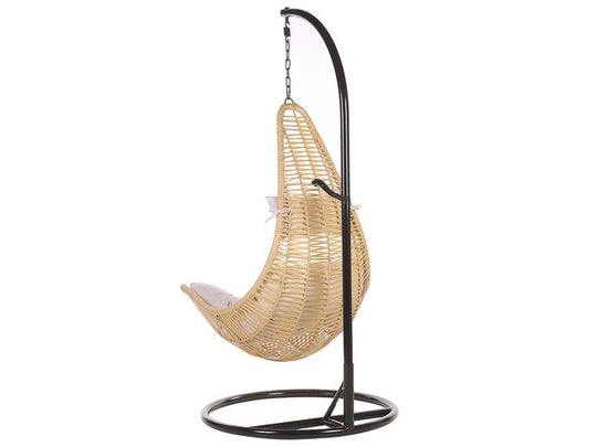 Pe Rattan Hanging Chair With Stand Natural Atri II