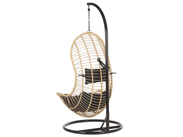 Pe Rattan Hanging Chair With Stand Natural Pineto