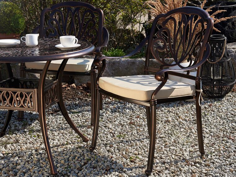 Round Garden Dining Table ⌀ 90 Cm Brown Ancona