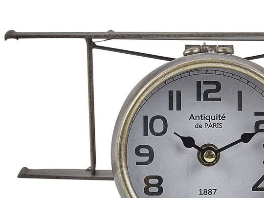 Iron Table Clock Airplane Silver Stans