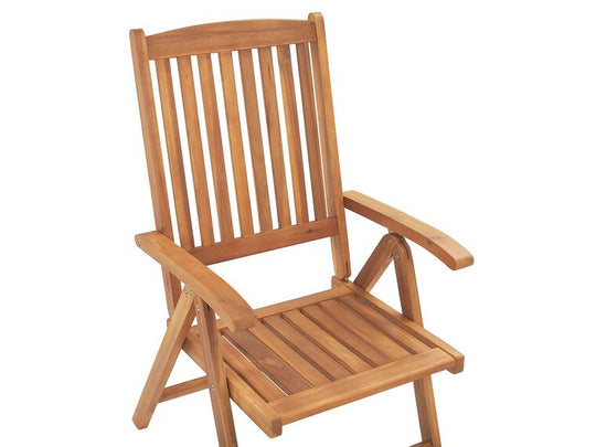 Set of 2 Acacia Wood Garden Folding Chairs Java