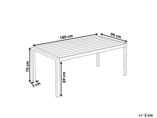 Aluminium Garden Table 180 X 90 Cm Grey Vernio