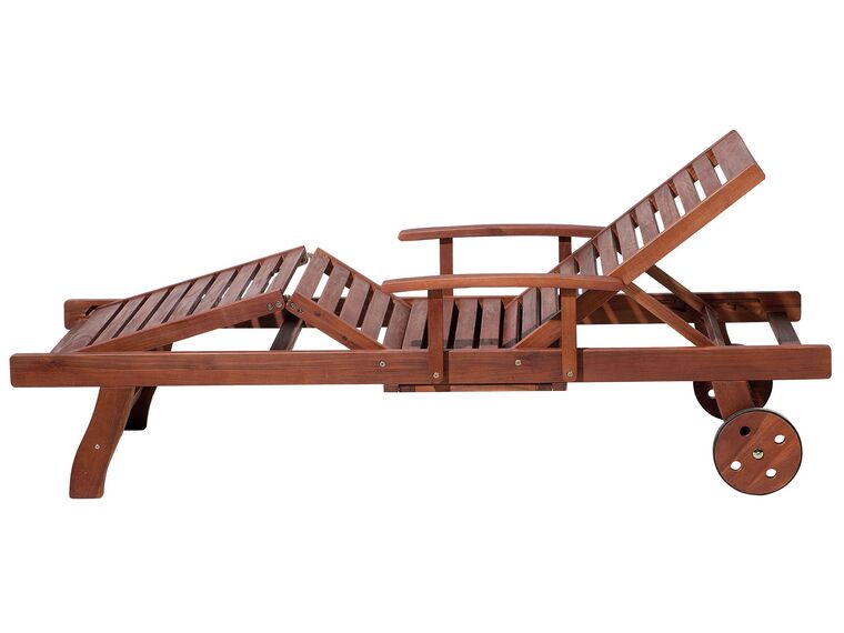 Wooden Reclining Sun Lounger With Blue Cushion Toscana