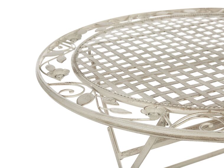Metal Garden Dining Table Ø 90 Cm Off-white Bivio