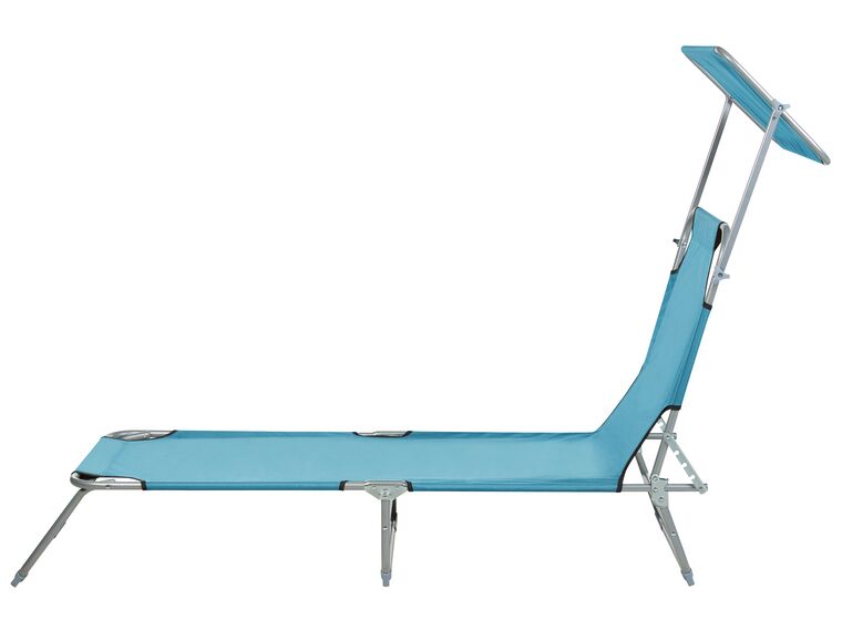 Steel Reclining Sun Lounger With Canopy Turquoise Foligno