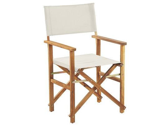 Set of 2 Acacia Folding Chairs Light Wood with Off-White Cine