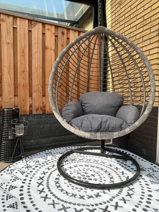 Pe Rattan Hanging Chair With Stand Grey Tollo