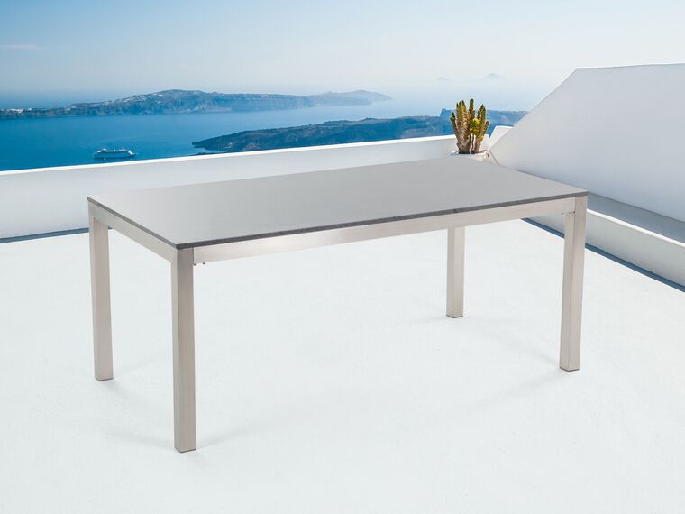 Granite Garden Table 180 X 90 Cm Grey Grosseto