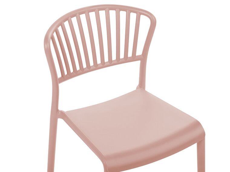 Set of 4 Plastic Dining Chairs Pink Gela