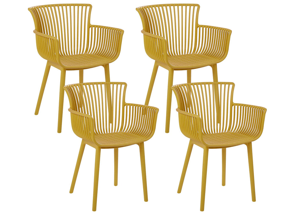 Set of 4 Plastic Dining Chairs Yellow Pesaro