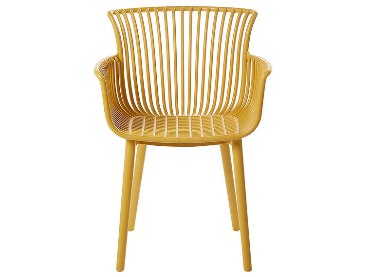 Set of 4 Plastic Dining Chairs Yellow Pesaro