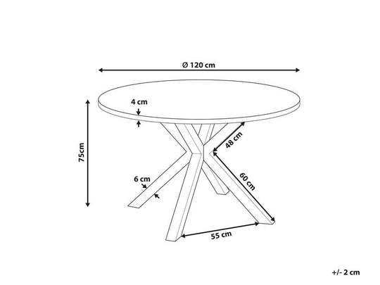 Round Garden Dining Table ⌀120 Cm Grey With Black Maletto