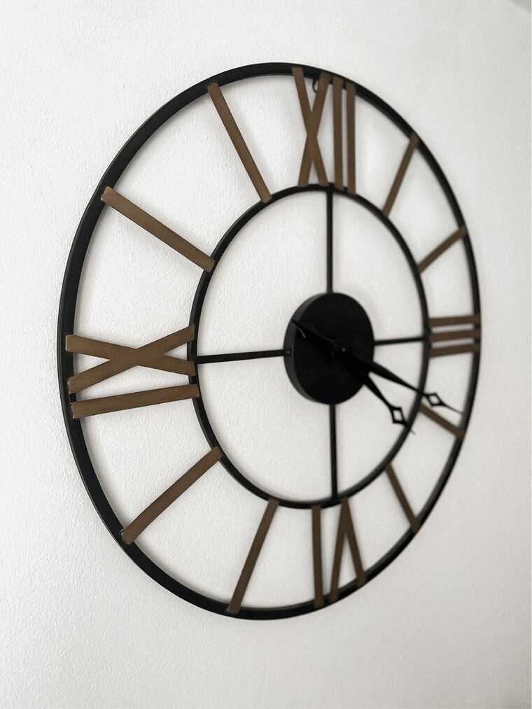 Iron Skeleton Wall Clock Ø 80 Cm Black And Gold Valsot