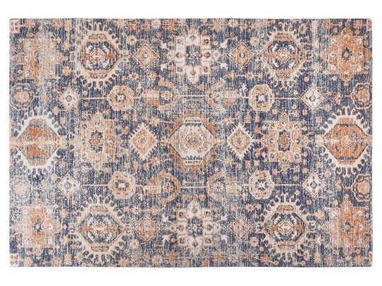 Cotton Area Rug 140 x 200 cm Blue and Red Kurin