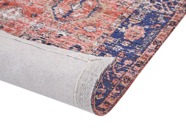 Cotton Area Rug 140 x 200 cm Red and Blue Kurin