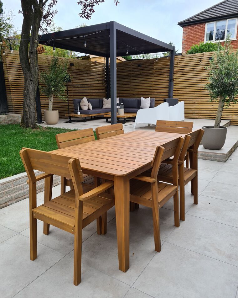6 Seater Acacia Wood Garden Dining Set Fornelli