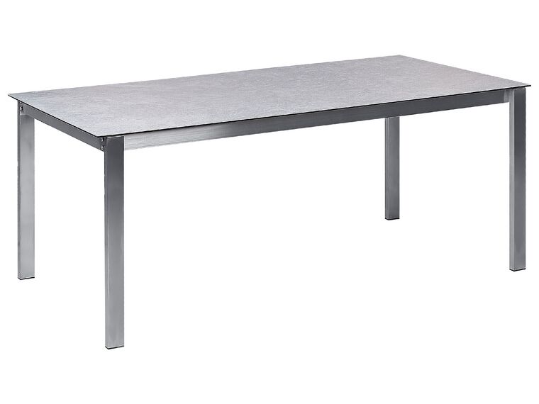 Garden Dining Table Glass Top 180 X 90 Cm Grey Cosoleto