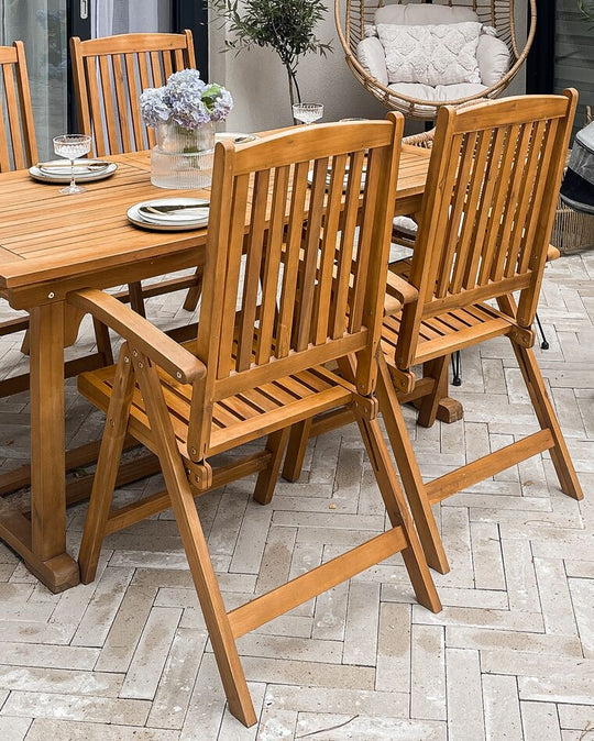 Set of 2 Acacia Wood Garden Folding Chairs Java