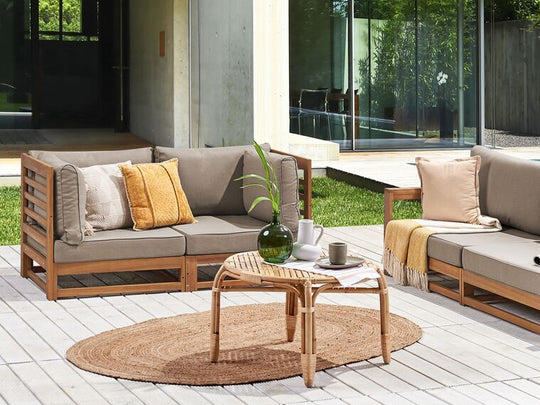 2 Seater Certified Acacia Wood Garden Sofa Light Trani