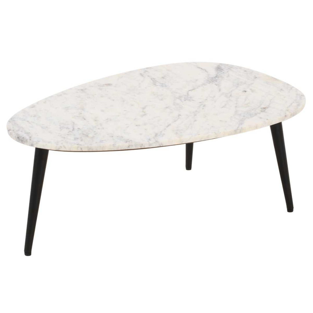 White Marble Top & Metal Legs Coffee Table Opal