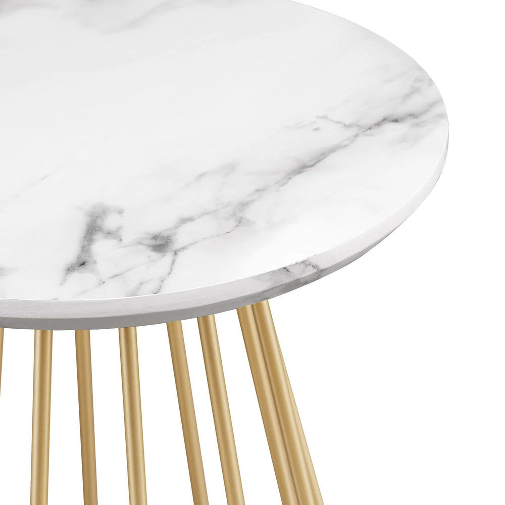 Modern Side Table Base Faux White Marble Jenika