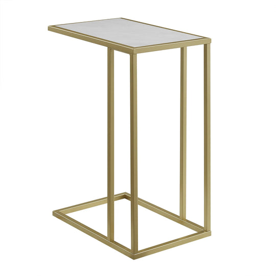 Modern Side Table Faux White Marble Selbin