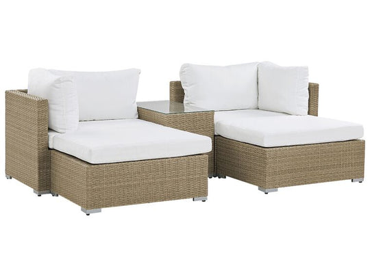 2 Seater PE Rattan Modular Garden Lounge Set Brown Noto