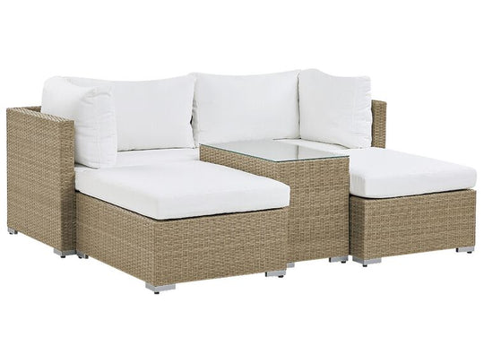 2 Seater PE Rattan Modular Garden Lounge Set Brown Noto