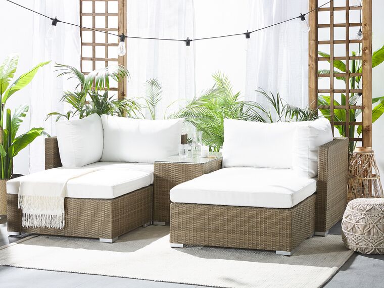 2 Seater PE Rattan Modular Garden Lounge Set Brown Noto