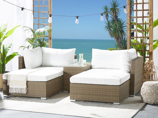 2 Seater PE Rattan Modular Garden Lounge Set Brown Noto