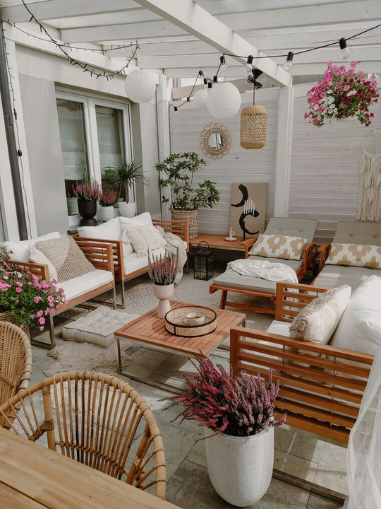4 Seater Acacia Wood Garden Sofa Set White Bermudo