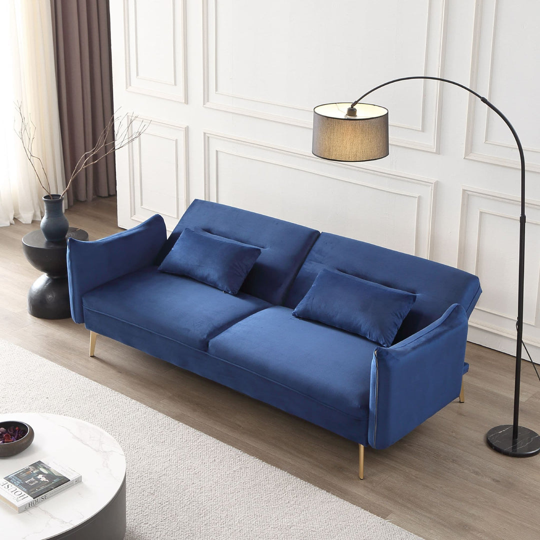 3 Seater Blue Velvet Sofa Bed Novogratz