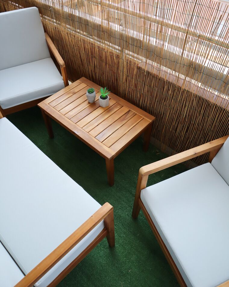 4 Seater Acacia Wood Garden Sofa Set Taupe Pallano