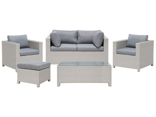 4 Seater PE Rattan Garden Sofa Set Grey Milano