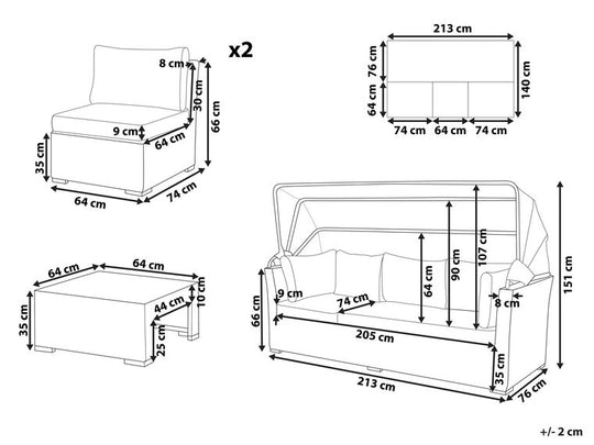 5 Seater PE Rattan Modular Garden Lounge Set Beige Coccolia