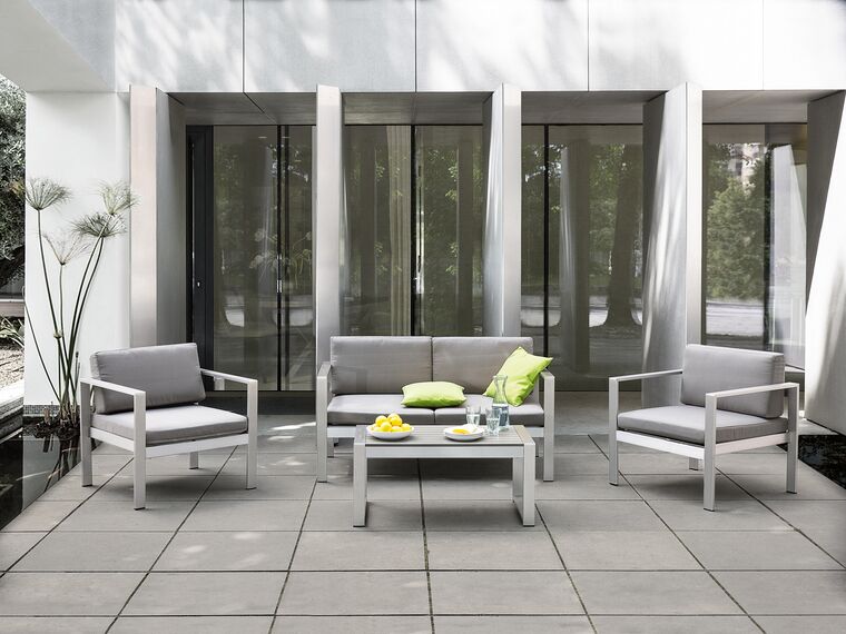 4 Seater Aluminium Garden Sofa Set Grey Salerno