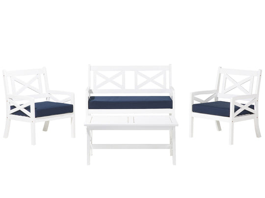 4 Seater Acacia Wood Garden Sofa Set White Baltic