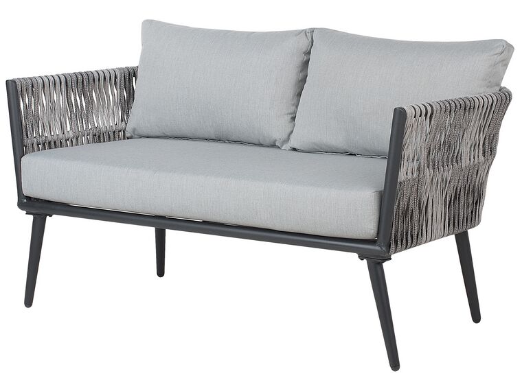 4 Seater PE Rattan Garden Sofa Set Grey Preveza