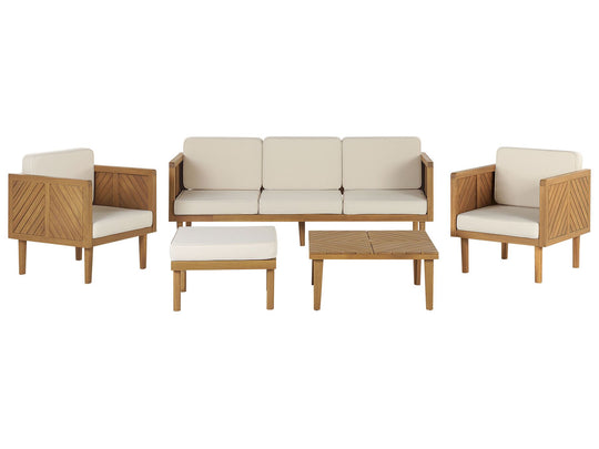 5 Seater Acacia Wood Garden Sofa Set Light Baratti