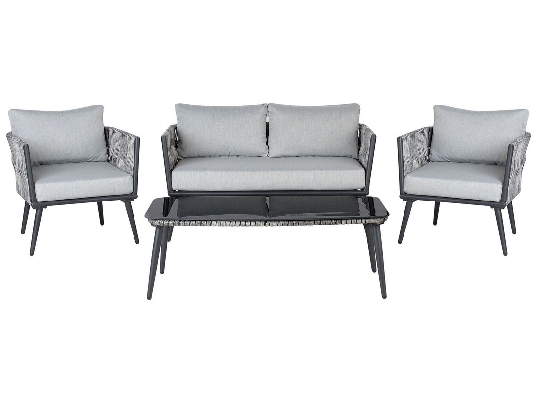 4 Seater PE Rattan Garden Sofa Set Grey Preveza
