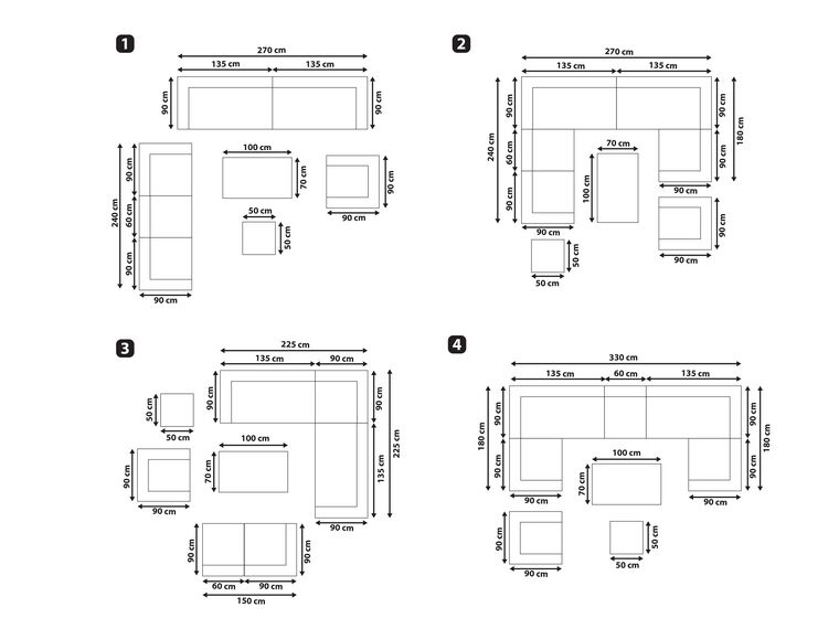 8 Seater PE Rattan Modular Garden Lounge Set Taupe Maestro II