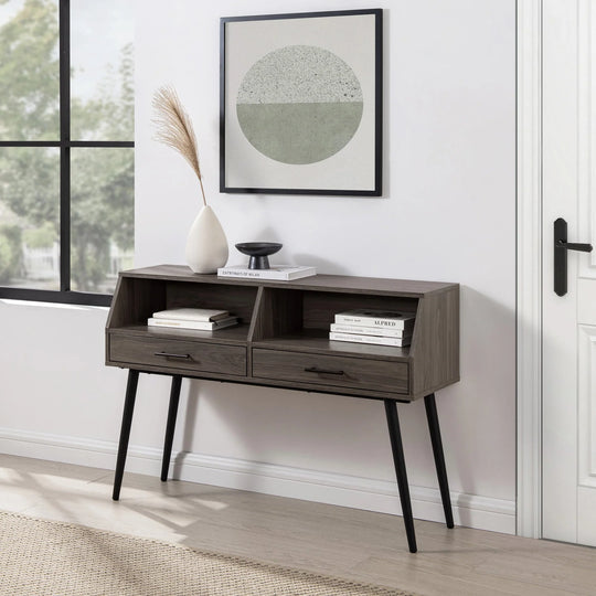 2 Drawer Console Table Slate Grey/Black Suwanee