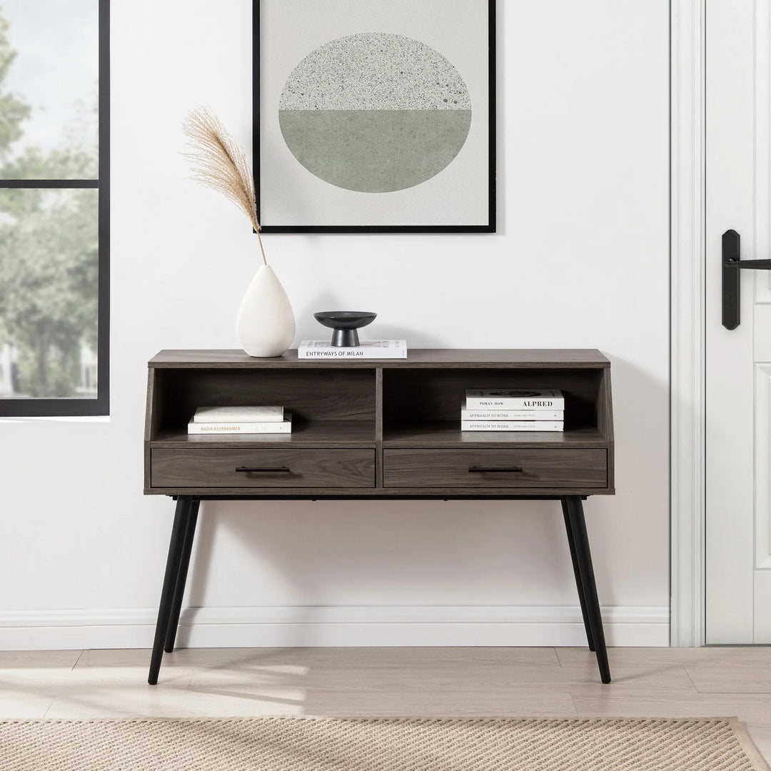 2 Drawer Console Table Slate Grey/Black Suwanee