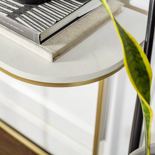 Curved Console Table Faux White Marble Malmesbury