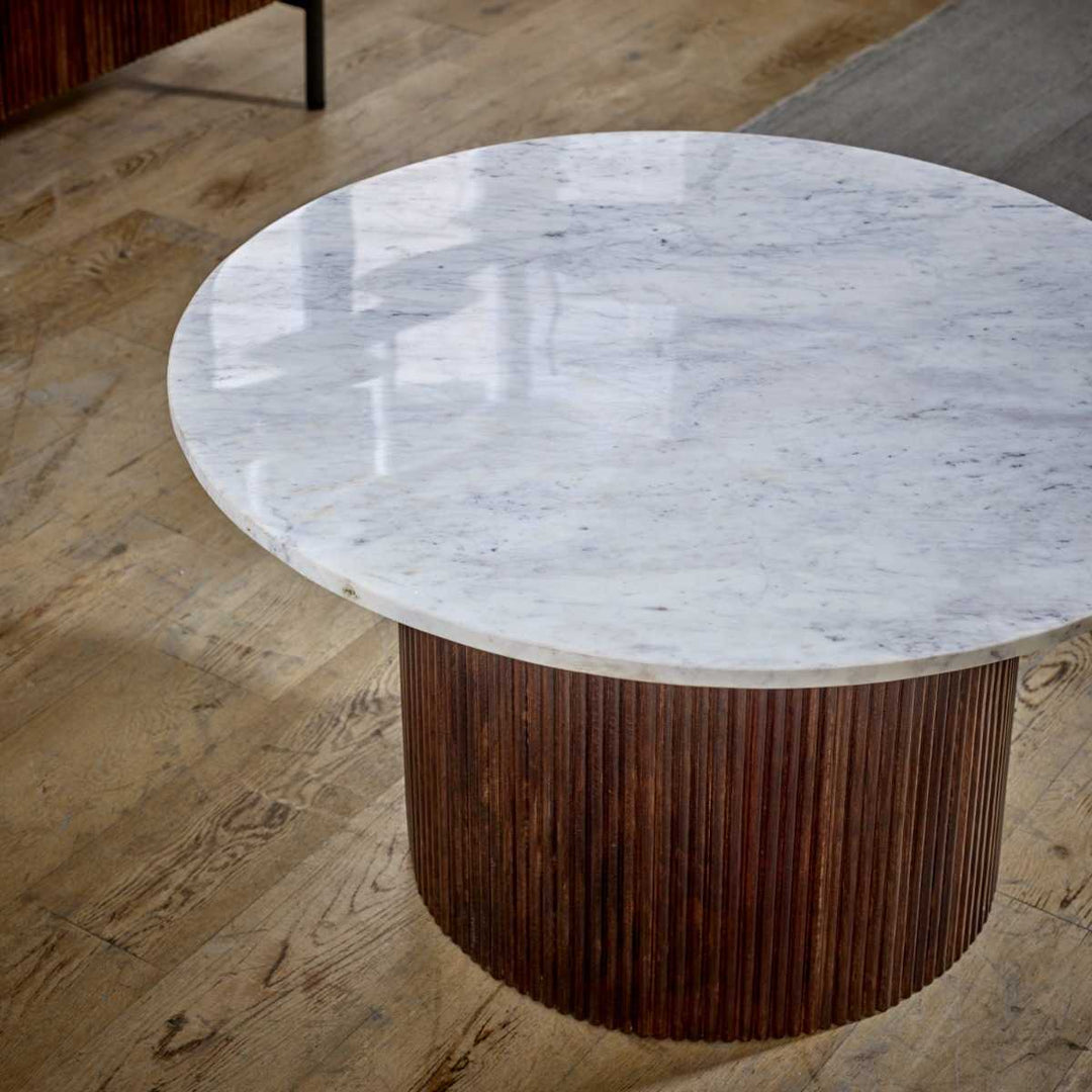 Mango Wood Coffee Table With Marble Top Opal
