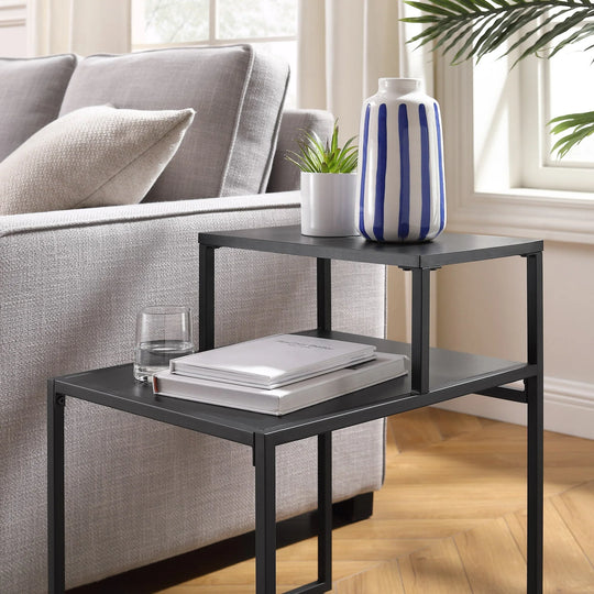 Two Tiered Side Table Black Drewey